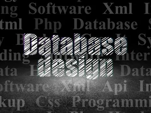 Programming concept: Database Design in grunge dark room Stock Illustration