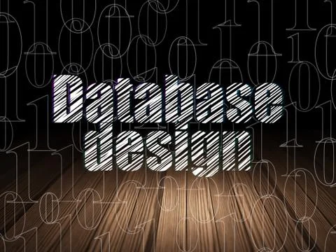 Programming concept: Database Design in grunge dark room Stock Illustration