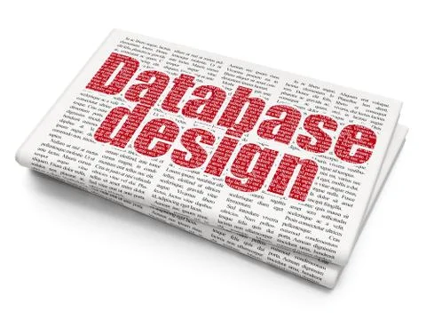 Programming concept: Database Design on Newspaper background イラスト素材