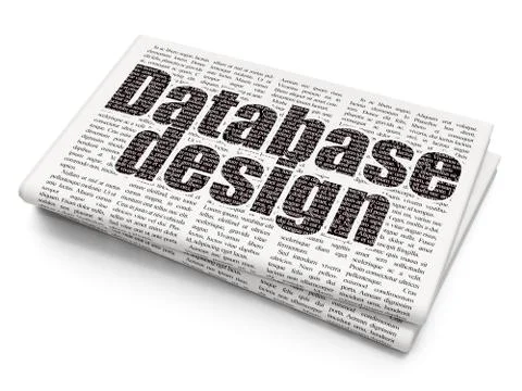 Programming concept: Database Design on Newspaper background Illustrazione stock