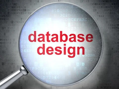 Programming concept: Database Design with optical glass Stockillustratie