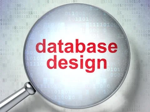 Programming concept: Database Design with optical glass Stock Illustration