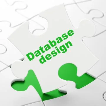 Programming concept: Database Design on puzzle background 스톡 일러스트