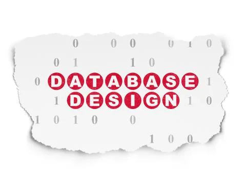 Programming concept: Database Design on Torn Paper background Stockillustratie