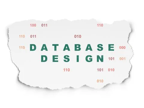 Programming concept: Database Design on Torn Paper background Stockillustratie
