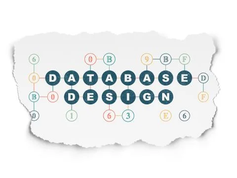 Programming concept: Database Design on Torn Paper background イラスト素材