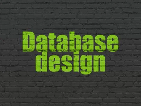 Programming concept: Database Design on wall background Stockillustratie