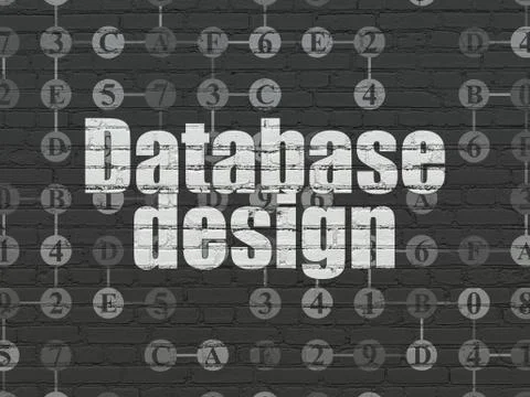 Programming concept: Database Design on wall background Stock Illustration