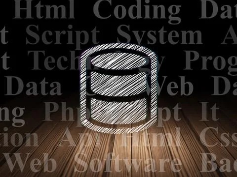 Programming concept: Database in grunge dark room Stock-Illustration