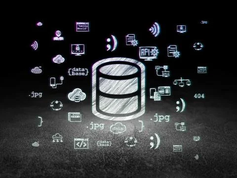 Programming concept: Database in grunge dark room Illustrazione stock