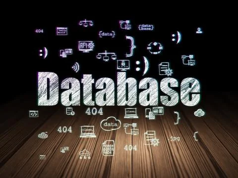 Programming concept: Database in grunge dark room Illustrazione stock