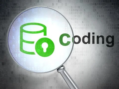 Programming concept: Database With Lock and Coding with optical glass Stock-Illustration