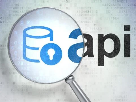 Programming concept: Database With Lock and Api with optical glass 스톡 일러스트