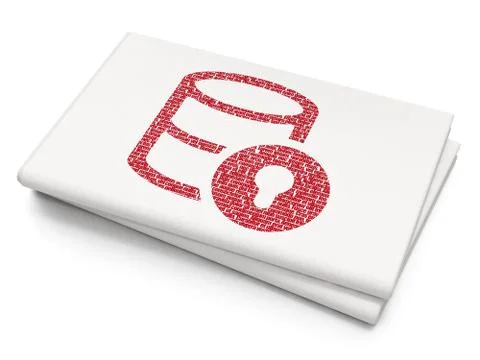 Programming concept: Database With Lock on Blank Newspaper background Illustrazione stock