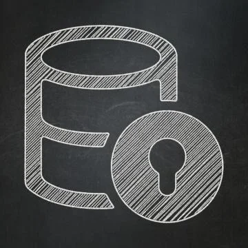 Programming concept: Database With Lock on chalkboard background Illustrazione stock