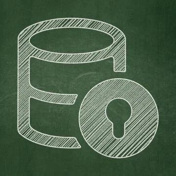 Programming concept: Database With Lock on chalkboard background 스톡 일러스트