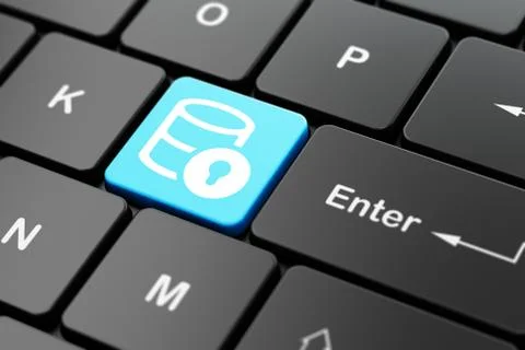 Programming concept: Database With Lock on computer keyboard background 스톡 일러스트