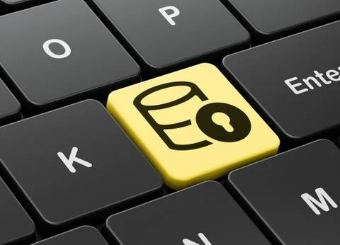 Programming concept: Database With Lock on computer keyboard background Stock Illustration