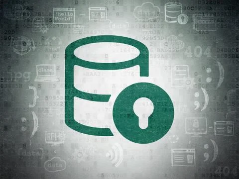 Programming concept: Database With Lock on Digital Data Paper background 스톡 일러스트