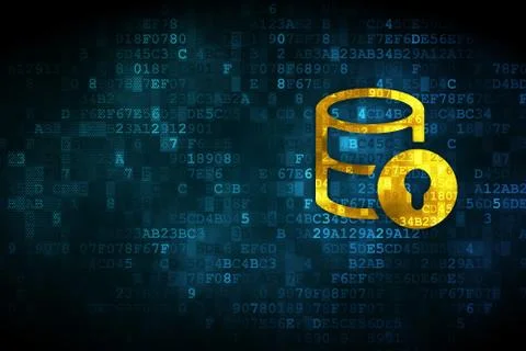 Programming concept: Database With Lock on digital background 스톡 일러스트
