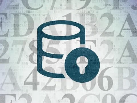 Programming concept: Database With Lock on Digital Data Paper background 스톡 일러스트