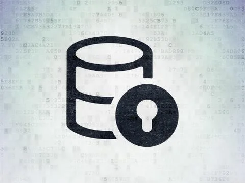 Programming concept: Database With Lock on Digital Data Paper background イラスト素材