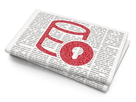 Programming concept: Database With Lock on Newspaper background Stock Illustration