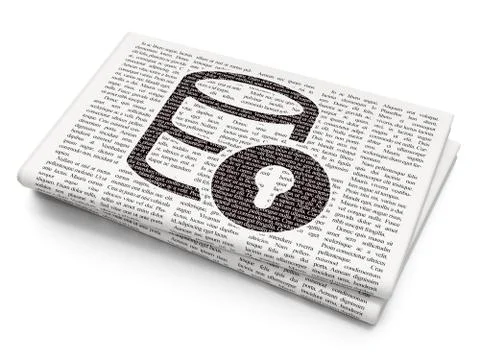 Programming concept: Database With Lock on Newspaper background 스톡 일러스트