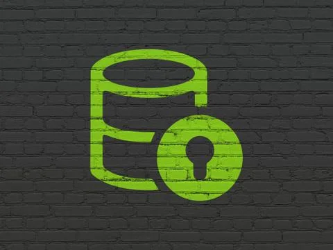 Programming concept: Database With Lock on wall background イラスト素材