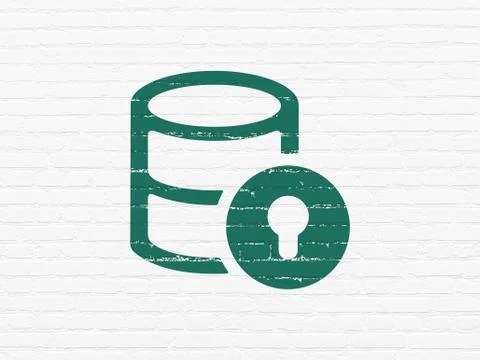 Programming concept: Database With Lock on wall background イラスト素材