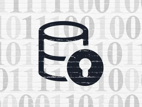 Programming concept: Database With Lock on wall background Illustrazione stock