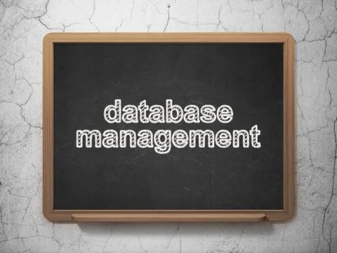 Programming concept: Database Management on chalkboard background 스톡 일러스트
