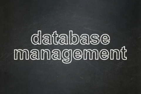Programming concept: Database Management on chalkboard background 스톡 일러스트