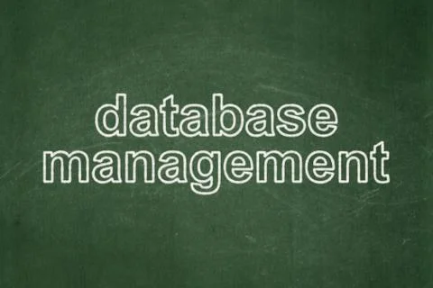 Programming concept: Database Management on chalkboard background Stockillustratie
