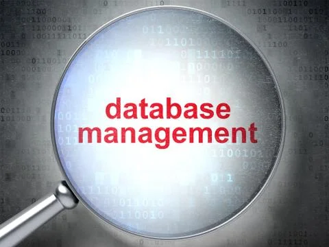 Programming concept: Database Management with optical glass Stock Illustration
