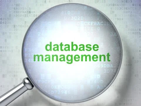 Programming concept: Database Management with optical glass Stock Illustration