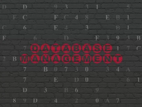 Programming concept: Database Management on wall background Illustrazione stock