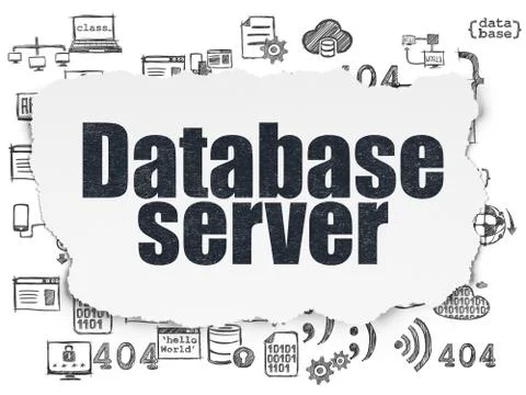 Programming concept: Database Server on Torn Paper background イラスト素材