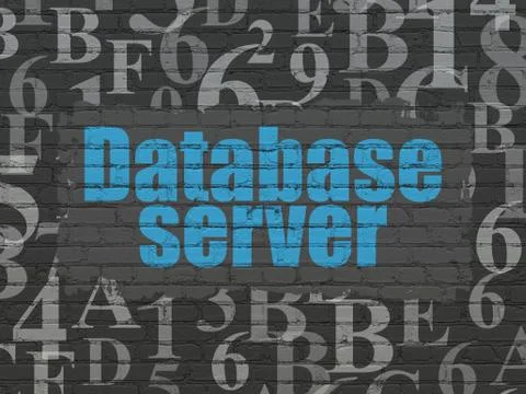 Programming concept: Database Server on wall background 스톡 일러스트