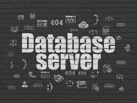 Programming concept: Database Server on wall background Illustrazione stock