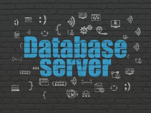 Programming concept: Database Server on wall background 스톡 일러스트