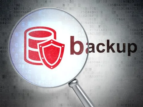 Programming concept: Database With Shield and Backup with optical glass Stockillustratie