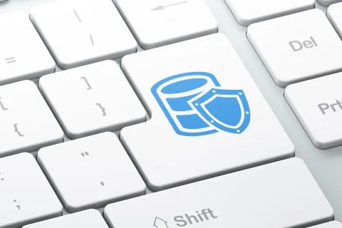 Programming concept: Database With Shield on computer keyboard background Stock Illustration