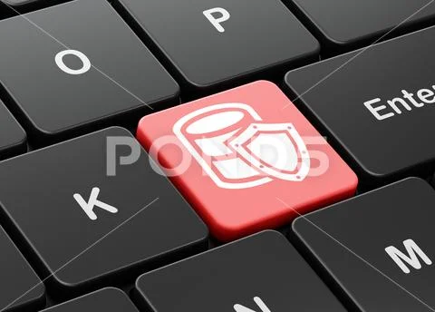 Programming concept: Database With Shield on computer keyboard background 库存插图