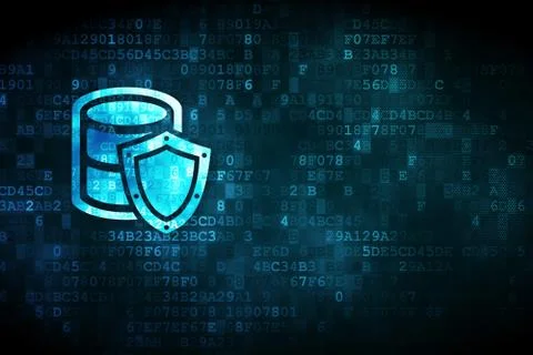 Programming concept: Database With Shield on digital background 스톡 일러스트