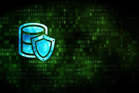 Programming concept: Database With Shield on digital background Illustrazione stock