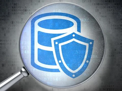 Programming concept: Database With Shield with optical glass on digital Illustrazione stock