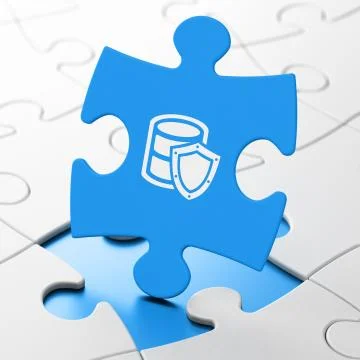 Programming concept: Database With Shield on puzzle background Stockillustratie