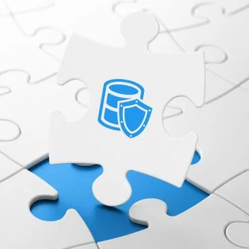 Programming concept: Database With Shield on puzzle background 스톡 일러스트