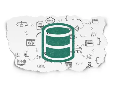 Programming concept: Database on Torn Paper background 스톡 일러스트